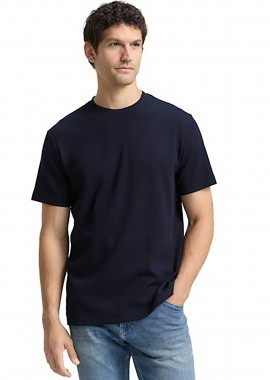 TOM TAILOR - Tom Tailor ανδρικό T-shirt με waffle pattern Regular Fit - 1048599 Μπλε Σκούρο