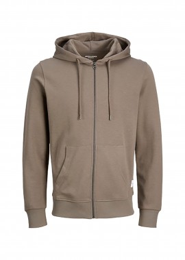 JACK & JONES - JACK & JONES ανδρική ζακέτα φούτερ με κουκούλα Regular Fit - 12181901 Καφέ