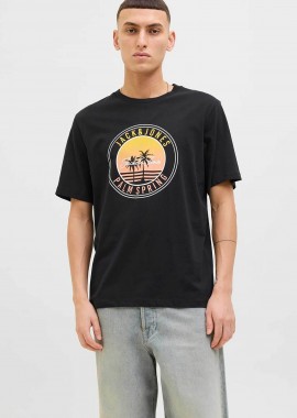 JACK & JONES - JACK & JONES ανδρικό T-shirt με λογότυπο - 12269418 Μαύρο