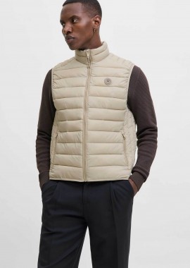 JACK & JONES - JACK & JONES ανδρικό αμάνικό μπουφάν με καπιτονέ σχέδιο Slim Fit - 12280973 Καμηλό