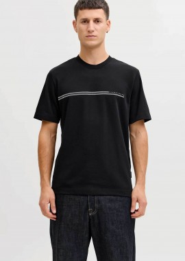 JACK & JONES - JACK & JONES ανδρικό T-shirt με λογότυπο Regular Fit - 12289936 Μαύρο