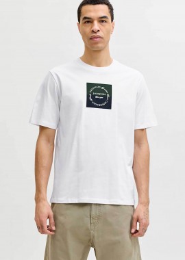 JACK & JONES - JACK & JONES ανδρικό T-shirt με box logo print Regular Fit - 12290856 Λευκό