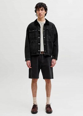 JACK & JONES - JACK & JONES ανδρική denim βερμούδα πεντάτσεπη Relaxed Fit - 12289967 Μαύρο