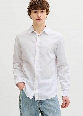JACK & JONES - JACK & JONES ανδρικό πουκάμισο μονόχρωμο Regular Fit - 12289174 Λευκό