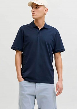 JACK & JONES - JACK & JONES ανδρική μπλούζα πόλο πικέ Regular Fit - 12270150 Μπλε Σκούρο