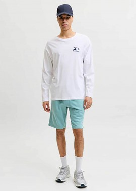 JACK & JONES - JACK & JONES ανδρική βερμούδα με ελαστική μέση και λογότυπο Regular Fit - 12292136 Βεραμάν