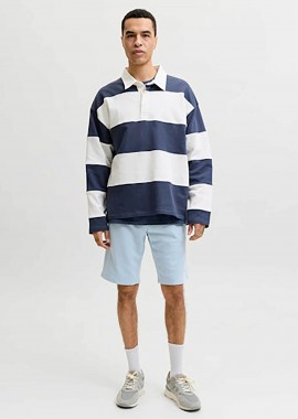 JACK & JONES - JACK & JONES ανδρική βερμούδα με ελαστική μέση και λογότυπο Regular Fit - 12292136 Σιελ