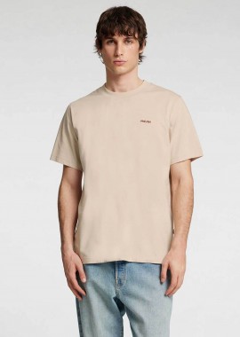 SELECTED - Selected ανδρικό T-shirt μονόχρωμο με logo print Regular Fit - 16096779 Εκρού