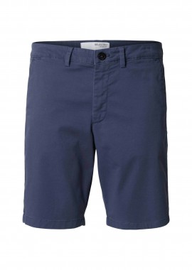 SELECTED - Selected ανδρική βερμούδα μονόχρωμη Slim Fit - 16092329 Μπλε Σκούρο