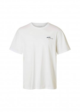 SELECTED - Selected ανδρικό T-shirt με κεντημένο σχέδιο στο στήθος - 16097670 Λευκό