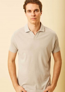 DORS - DORS ανδρική μπλούζα πόλο με V open-collar Regular Fit - 1140009.C04 Γκρι Ανοιχτό