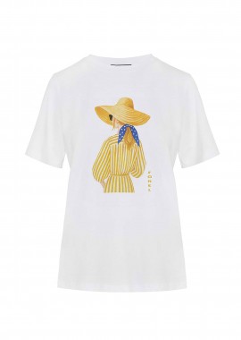 FOREL - Forel γυναικείo T-shirt με print - 082.10.01.077 Λευκό