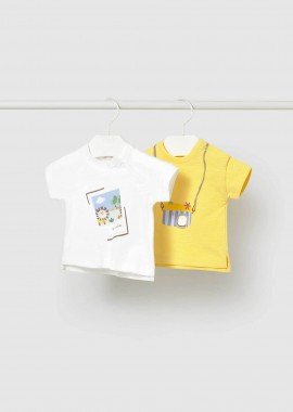 MAYORAL - Mayoral βρεφικό σετ T-shirt με print - 1074-S26 Κίτρινο