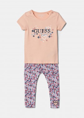 GUESS - Guess βρεφικό σετ με T-shirt και κολάν με λογότυπο - A5RG06K6YW4 Σομόν