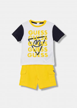 GUESS - Guess βρεφικό σετ μπλούζα και σορτς με logo print - I6RG15K8HM4 Κίτρινο