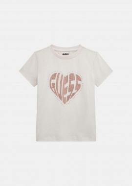 GUESS - Guess παιδικό T-shirt με triangle logo print με στρας - J5RI46J1314 Εκρού