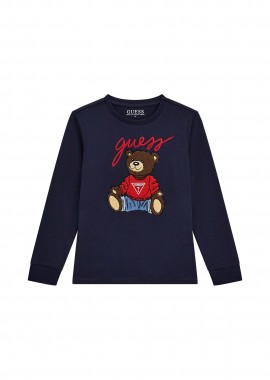 GUESS - Guess παιδική μακρυμάνικη μπλούζα με print - L5RI32K8HM4 Μπλε Σκούρο