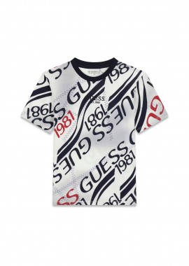 GUESS - Guess παιδικό T-shirt με all-over print Oversized Fit - L6RI04K8HM4 Ασπρόμαυρο
