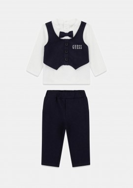 GUESS - Guess βρεφικό σετ μπλούζα με γιλέκο και παντελόνι - I6RG06J1300 Μπλε Σκούρο