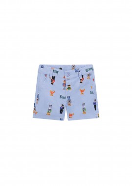 GUESS - Guess παιδική βερμούδα με all-over bear print - N6RD03WFY91 Γαλάζιο
