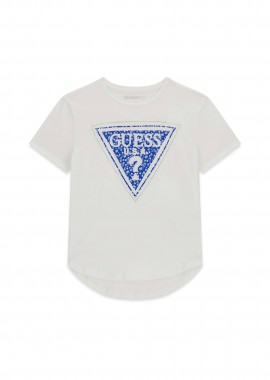 GUESS - Guess παιδικό T-shirt ασύμμετρο με λογότυπο - J6GI13K6YW4 Λευκό