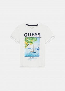 GUESS - Guess παιδικό T-shirt με logo print - N6GI07K8HM4 Λευκό