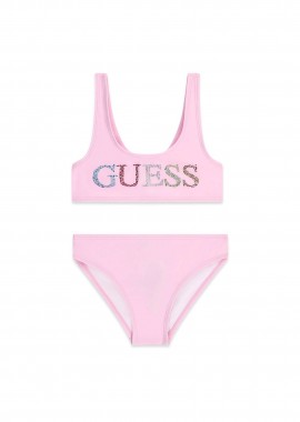 GUESS - Guess παιδικό μαγιό μπικίνι με logo print - J6GZ28KCA60 Ροζ