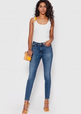 GUESS - Guess γυναικείο τζιν ψηλόμεσο παντελόνι πεντάτσεπο με κεντημένο logo patch Skinny Fit - W2YA46D4Q02 Denim Blue