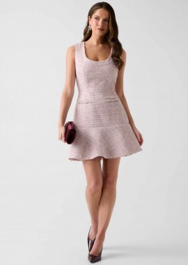 GUESS - Guess γυναικείο mini αμάνικο tweed φόρεμα Regular Fit - W6RK28WJ632 Ροζ