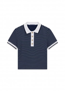 GUESS - Guess γυναικεία μπλούζα πόλο με ριγέ σχέδιο Slim Fit - W6GP17K2946 Σκούρο Μπλε