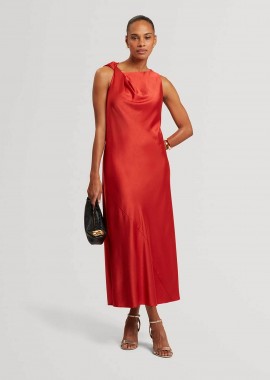 TED BAKER - Ted Baker γυναικείο midi αμάνικο φόρεμα μονόχρωμο