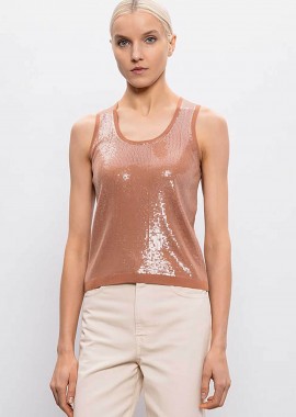 TWINSET - Twinset γυναικείο τοπ με παγιέτα - 261TP3301 Κεραμιδί