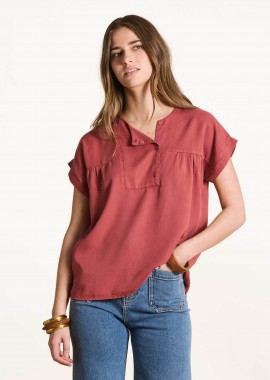 LA FEE MARABOUTEE - La Fée Maraboutée γυναικεία μπλούζα μονόχρωμη Loose Fit - FL-TO-FLAVIER-L Κόκκινο