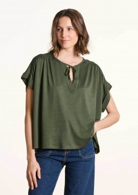 LA FEE MARABOUTEE - La Fée Maraboutée γυναικεία μπλούζα μονόχρωμη Loose Fit - FL-TS-FINO-M Χακί