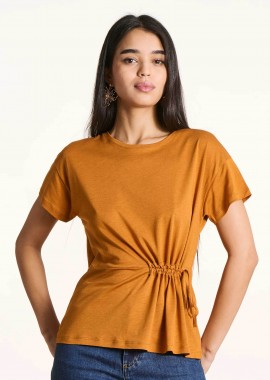 LA FEE MARABOUTEE - La Fée Maraboutée γυναικεία μπλούζα μονόχρωμη Loose Fit - FL-TS-FLUX-L Καμηλό