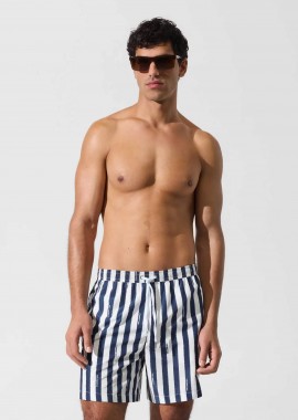 KARL LAGERFELD - Karl Lagerfeld ανδρικό μαγιό σορτς με ριγέ σχέδιο - B2M46042 Λευκό - Μπλε