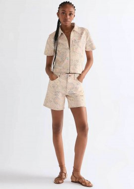 WRANGLER - Wrangler® γυναικείο denim σορτς πεντάτσεπο με floral print Relaxed Fit