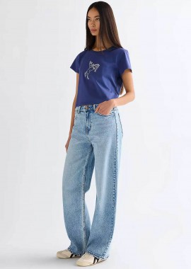 WRANGLER - Wrangler® γυναικείο τζιν παντελόνι πεντάτσεπο Loose Straight Fit - 112378205 Denim Blue
