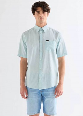 WRANGLER - Wrangler® ανδρικό κοντομάνικο πουκάμισο με τσέπη Regular Fit - 112378046 Πράσινο Aqua