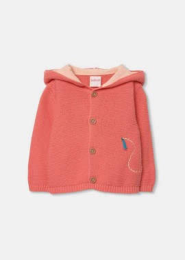 BOBOLI - Boboli βρεφική πλεκτή ζακέτα με κουκούλα - 253134 Κοραλί