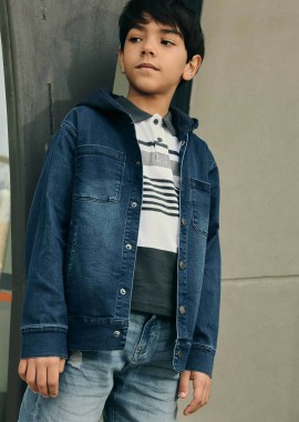 BOBOLI - Boboli παιδικό denim jacket με κουκούλα - 503097 Denim Blue Σκούρο