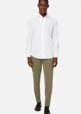 BOGGI MILANO - Boggi Milano ανδρικό παντελόνι ελαστικό μονόχρωμο Regular Fit - BO21C005903 Λαδί