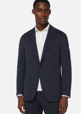 BOGGI MILANO - Boggi Milano ανδρικό σακάκι μονόχρωμο ελαστικό Regular Fit - BO20C005501 Μπλε Σκούρο