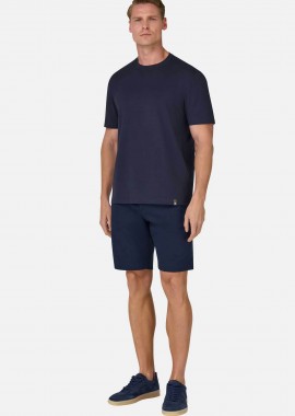 BOGGI MILANO - Boggi Milano ανδρική βερμούδα μονόχρωμη Regular Fit - BO25P037402 Μπλε Σκούρο