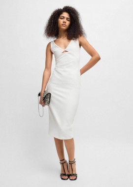 HUGO - Hugo Boss γυναικείο midi φόρεμα αμάνικο με cut-out στο στήθος Slim Fit