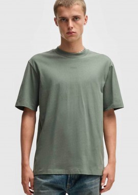 HUGO - Hugo Boss ανδρικό T-shirt μονόχρωμο βαμβακερό με ανάγλυφο λογότυπο