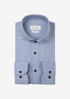PROFUOMO - Profuomo ανδρικό πουκάμισο με μικροσχέδιο Japanese knitted Slim Fit - PPVH30048A Μπλε