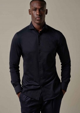 PROFUOMO - Profuomo ανδρικό πουκάμισο Japanese knitted Slim Fit - PPVH30047A Σκούρο Μπλε