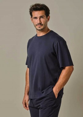 PROFUOMO - Profuomo ανδρικό T-shirt μονόχρωμο Loose Fit - PPWT10003A Σκούρο Μπλε