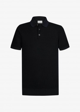 PROFUOMO - Profuomo ανδρική κοντομάνικη μπλούζα πόλο με waffle pattern Regular Fit - PPXD10028A Σκούρο Μπλε